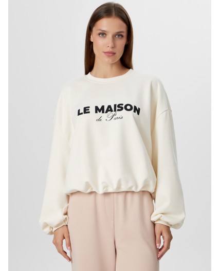 Свитшот молочный +печать