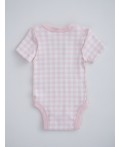 Боди розовая клетка на белом +клубничка на белом