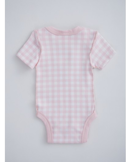 Боди розовая клетка на белом +клубничка на белом