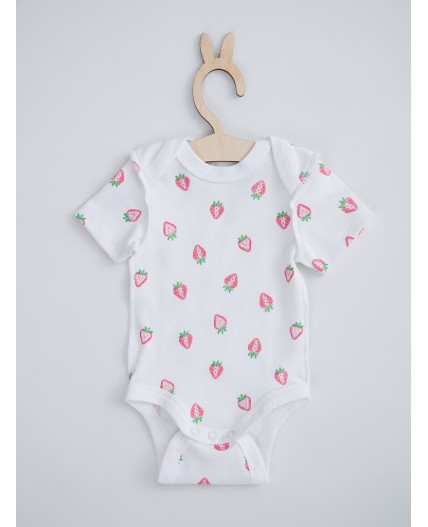 Боди розовая клетка на белом +клубничка на белом