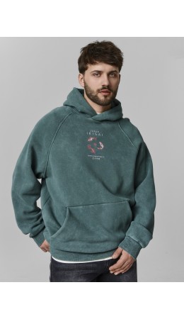 Худи ACID WASH травяной1 +печать