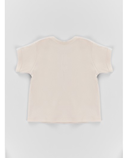 Джемпер молочный +бантики и зайки на розовом