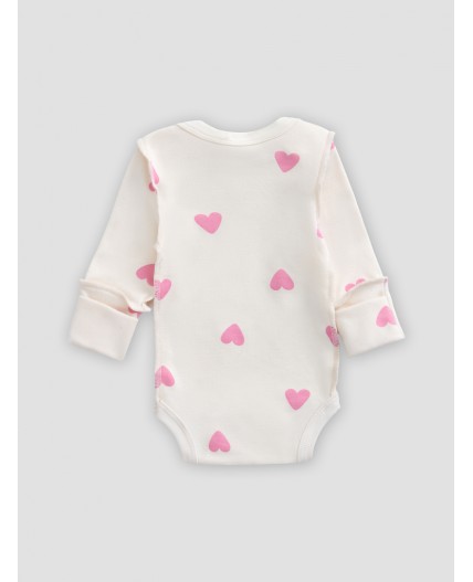 Боди сердечки на молоке +розовый