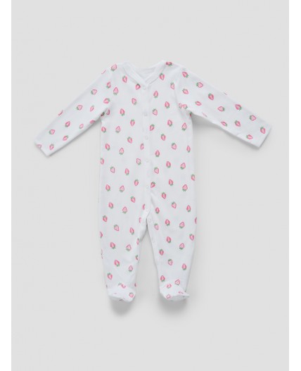 Комбинезон розовая клетка на белом +клубничка на белом