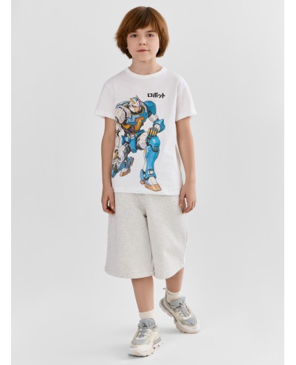 Шорты серый меланж 4306-А +печать