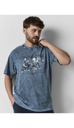 Футболка ACID WASH графит +печать