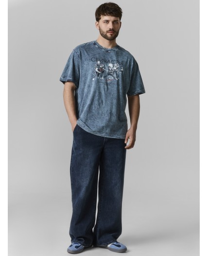 Футболка ACID WASH графит +печать