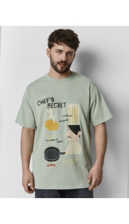 Футболка канарский зеленый +печать