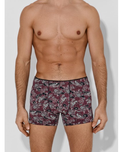Трусы японский паттерн на бордовом