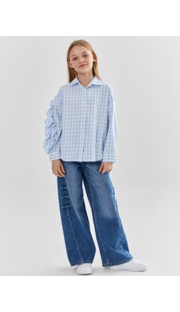 Рубашка голубая клетка