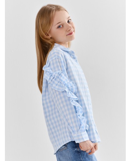 Рубашка голубая клетка