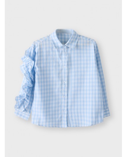 Рубашка голубая клетка