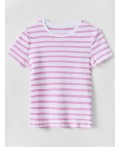 Футболка розовая полоска на белом