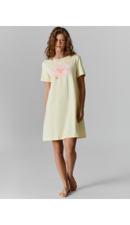 Сорочка разбеленный желтый +печать