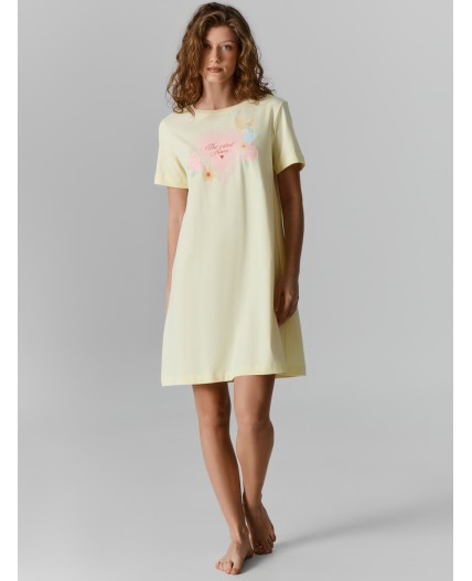 Сорочка разбеленный желтый +печать