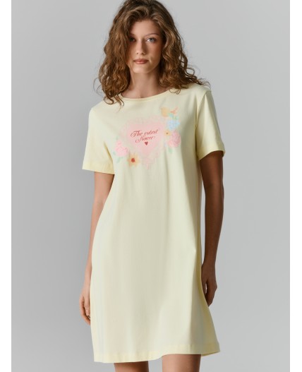 Сорочка разбеленный желтый +печать