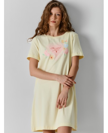 Сорочка разбеленный желтый +печать