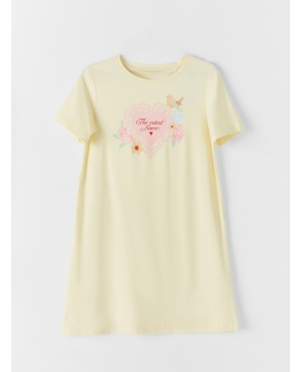 Сорочка разбеленный желтый +печать