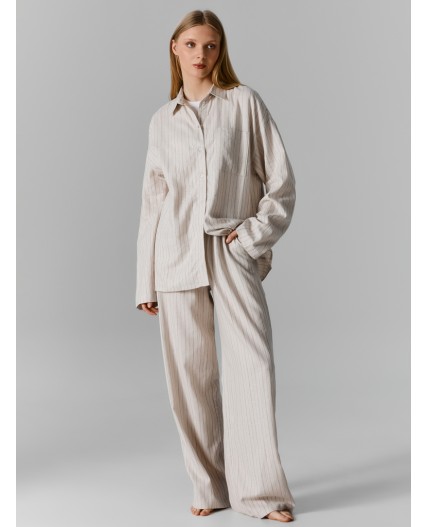 Рубашка полоска на бежевом