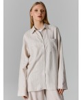 Рубашка полоска на бежевом