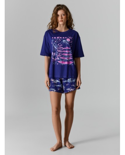 Пижама синий +горы на синем