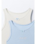 Топ молочный +голубой +печать
