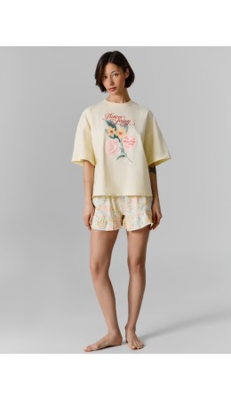 Комплект разбеленный желтый +цветы на желтом