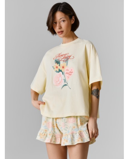 Комплект разбеленный желтый +цветы на желтом