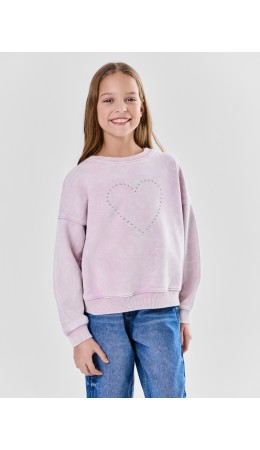 Свитшот ACID WASH сиреневый +печать