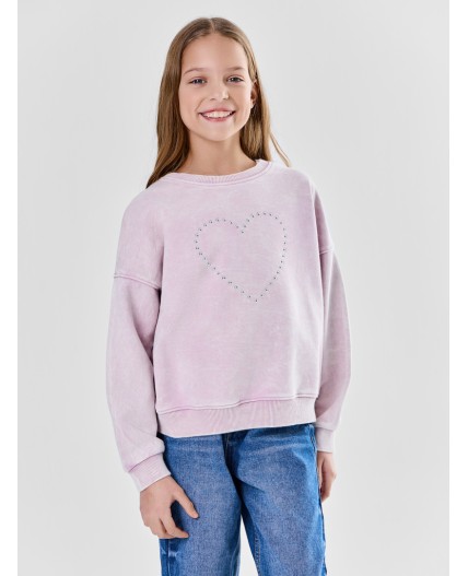 Свитшот ACID WASH сиреневый +печать