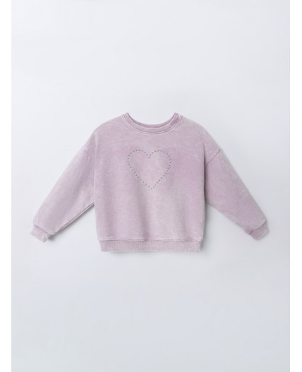 Свитшот ACID WASH сиреневый +печать