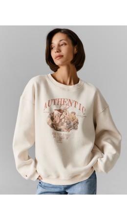 Свитшот ACID WASH античный +печать