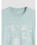Футболка ACID WASH лазурный туман +печать