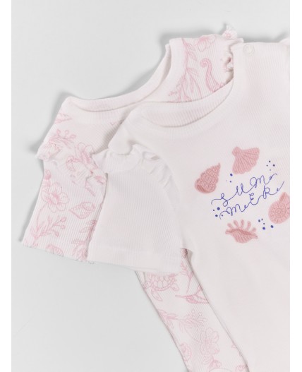 Боди белый +ракушки на белом