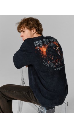 Футболка ACID WASH черное олово +печать1