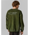 Свитшот ACID WASH т.зеленый +печать