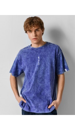 Футболка ACID WASH глубокий фиолетовый +печать