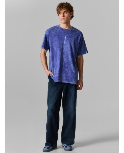 Футболка ACID WASH глубокий фиолетовый +печать