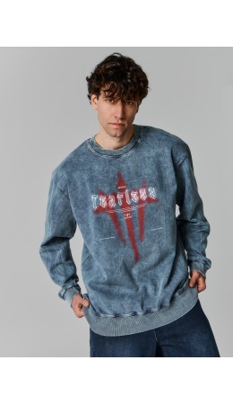 Свитшот ACID WASH графит +печать