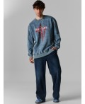 Свитшот ACID WASH графит +печать