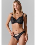 Трусы слипы женские бежевые кружевные  Цвет: бежевый +черный