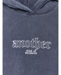 Худи для девочек серое теплое оверсайз Цвет: ACID WASH сумрачный серый +печать1