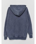 Худи для девочек серое теплое оверсайз Цвет: ACID WASH сумрачный серый +печать1