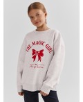 Свитшот для девочек серый с надписью The magic girl Цвет: серый меланж 4306-А +печать1