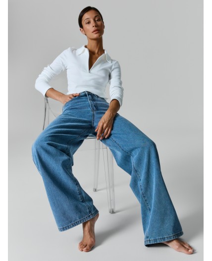 Джинсы Wide leg fit женские синие Цвет: голубой