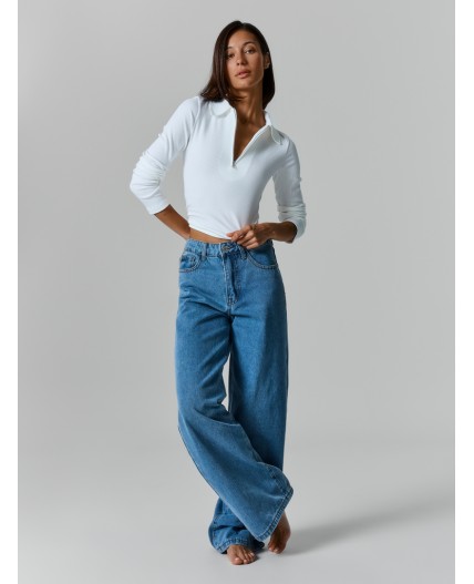 Джинсы Wide leg fit женские синие Цвет: голубой