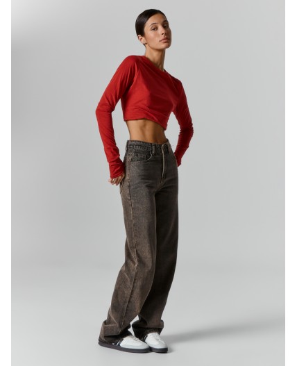 Джинсы Straight fit женские серые Цвет: темно -серый +коричневый тинт