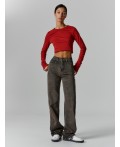 Джинсы Straight fit женские серые Цвет: темно -серый +коричневый тинт