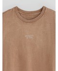 Футболка мужская бежевая базовая Цвет: ACID WASH песчаная буря +печать