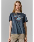 Футболка женская серая с принтом Цвет: ACID WASH серый 1+печать